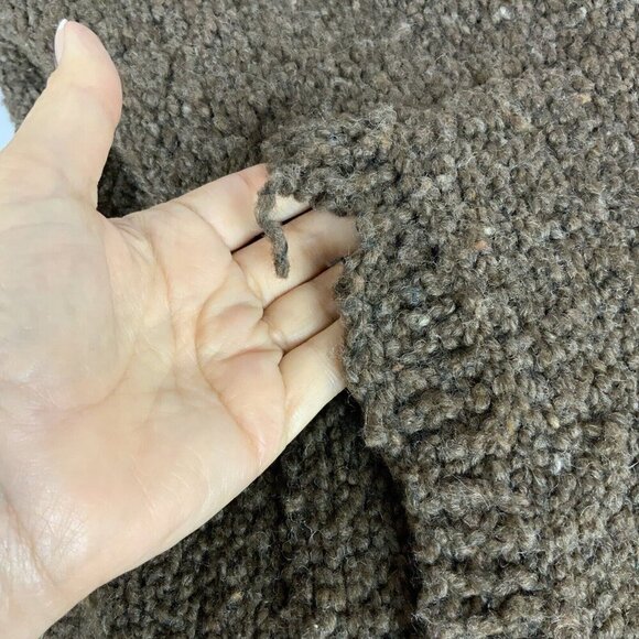 Pachamama Handmade Hoodie Cardigan Sweater Large Brown Fringed Chunky Wool - Picture 7 of 9